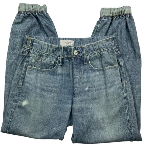 Rag And Bone Miramar Relaxed Jogger Pant S Glass Hill Blue Faux Jean - Picture 3 of 12